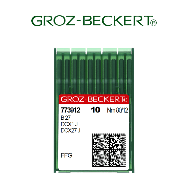 B27 Maszyny Szwalnicze, Wyposażenie szwalni Groz-Beckert jest wiodącym na świecie dostawcą  igieł do maszyn krawieckich,  części i narzędzi precyzyjnych. Groz-Beckert to także systemy i usługi dla przemysłu tekstylnego. Igły Groz-Beckert B27 przeznaczone są do overlocków. Długość od stopki do ucha:  28,6 mm Średnica kolby: 2,02 mm Igły sprzedawane są w opakowaniach po 10 szt./op. Igły B27