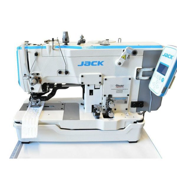 jack JK T781G Z Maszyny Szwalnicze, Wyposażenie szwalni Dziurkarka bieliźniana zaprojektowana do szycia dziurek w męskich i damskich koszulach, bluzkach, odzieży roboczej. Maszyna została wyposażona w takie funkcje, jak m.n. automatyczny podnośnik stopki i obcinanie nici. Jack JK-T781G-Z